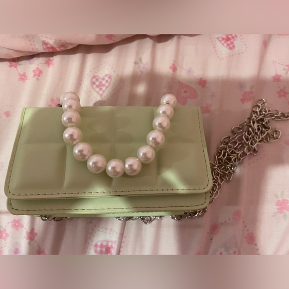 - Shein/ Mini faux pearl beaded flap chain square bag - Picture 9 of 10